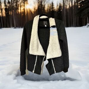 Billabong Sherpa ‎ Quilted Jacket Women's Casual Navy Blue Open Front Small